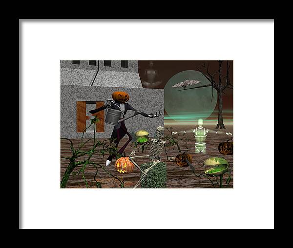 Halloween Framed Print featuring the digital art How Does Your Garden Grow by Michele Wilson