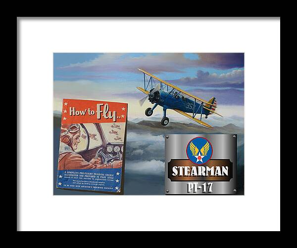 Aviation Framed Print featuring the digital art How To Fly Stearman PT-17 by Stuart Swartz