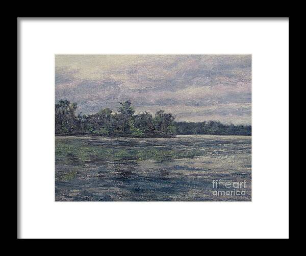 Hudson River Dusk Framed Print featuring the painting Hudson River Dusk by Gregory Arnett