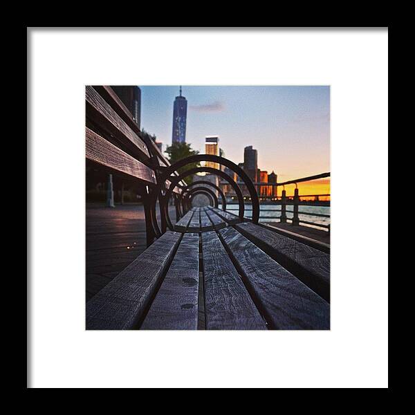 Hudsonriverpark Framed Print featuring the photograph Hudson River Park By Dusk #newyork by Picture This Photography