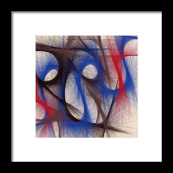 Hues Framed Print featuring the digital art Hues of Blue by Marian Lonzetta