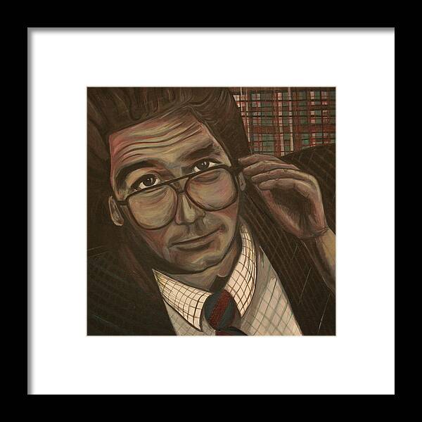 Huey Lewis Framed Print featuring the painting Huey Lewis says It's Hip to Be Square by Kate Fortin