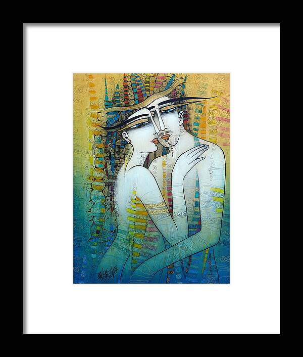 Albena Framed Print featuring the painting Hug Me by Albena Vatcheva
