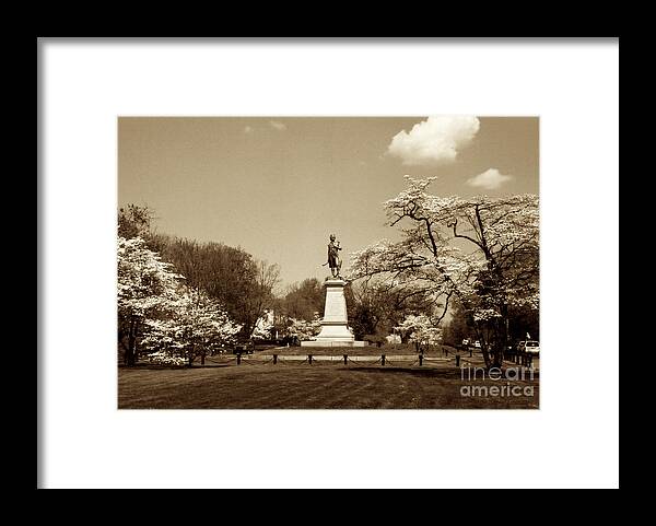 Sepia Framed Print featuring the photograph Hugh Mercer In Springtime II by Anita Lewis