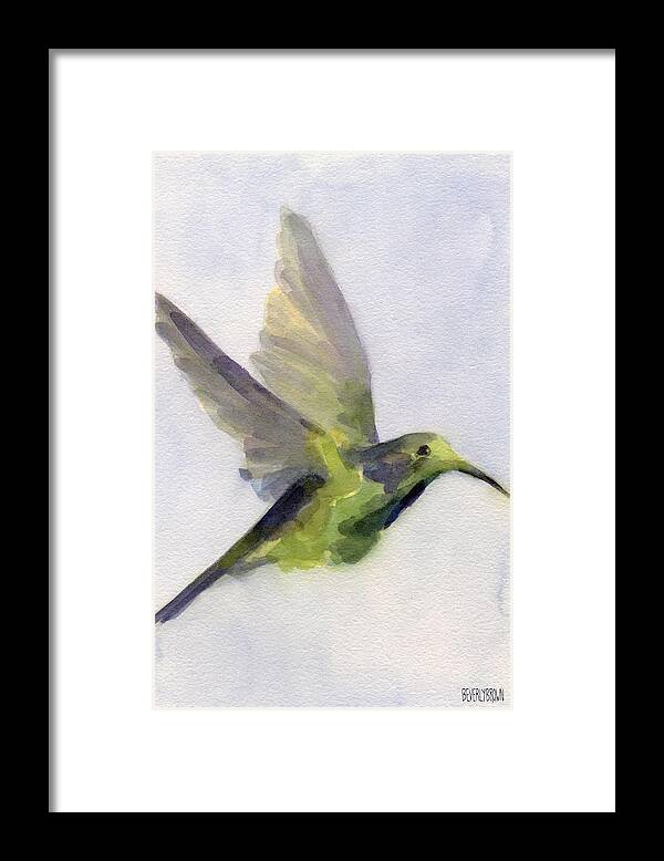 Bird Framed Print featuring the painting Hummingbird Watercolor Bird Painting by Beverly Brown