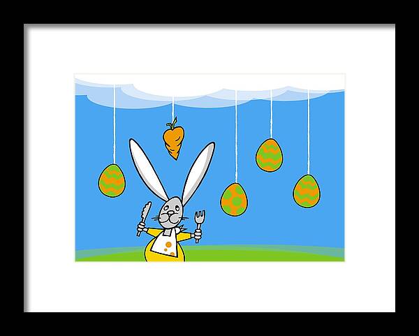 Easter Bunny Framed Print featuring the drawing Hungry Rabbit by Imagezoo