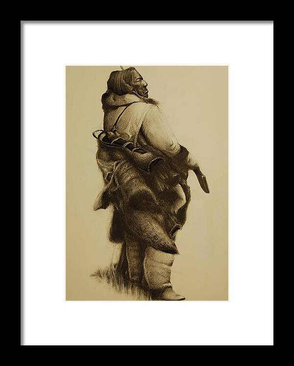 Indian Framed Print featuring the drawing Hunter by Jean Cormier
