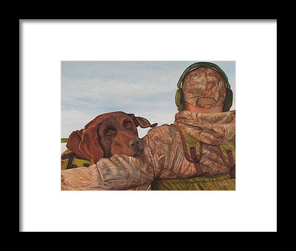 Chocolate Lab Framed Print featuring the painting Hunting Boyfriend by Tammy Taylor