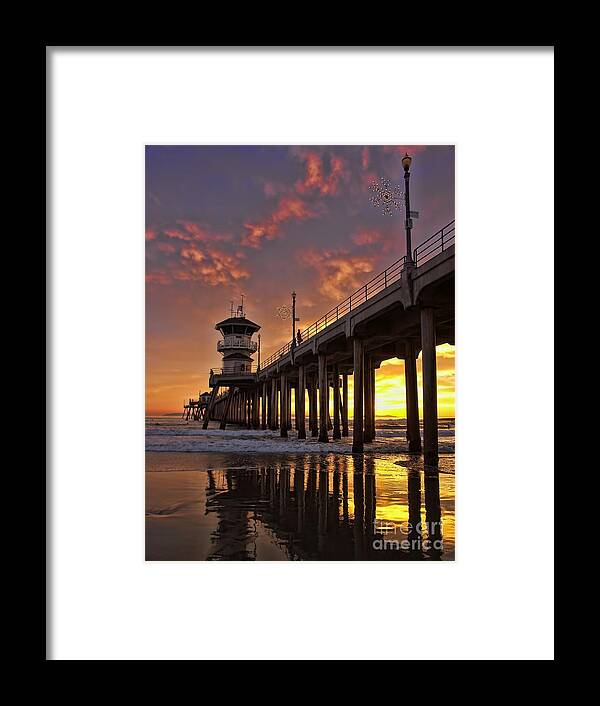 Huntington Beach Framed Print featuring the photograph Huntington Beach Pier by Peggy Hughes