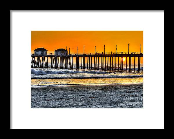 Sun Framed Print featuring the photograph Huntington Beach Sunset by Jim Carrell