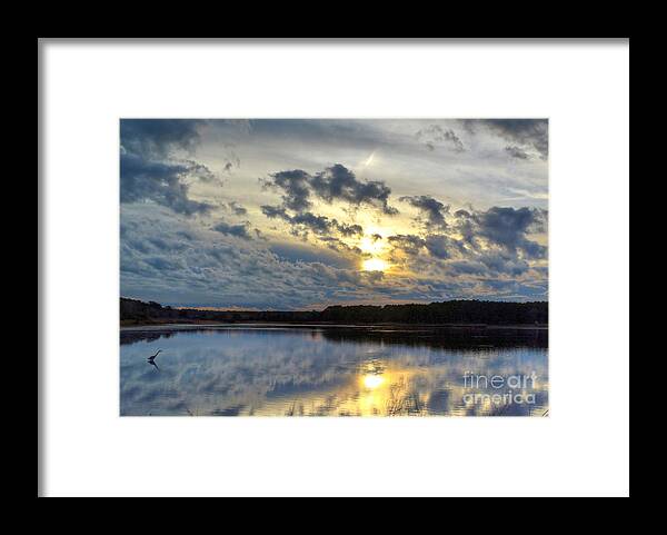 Sunset Reflection At Huntington Beach State Park In Murrells Inlet Framed Print featuring the photograph Huntington Sunset Reflection by Kathy Baccari