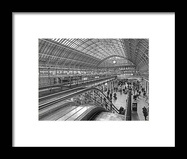 London Framed Print featuring the photograph Hurrying For The Train At St Pancras Station by Gill Billington