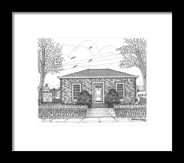 Hyde Park Framed Print featuring the drawing Hyde Park Public Library by Richard Wambach