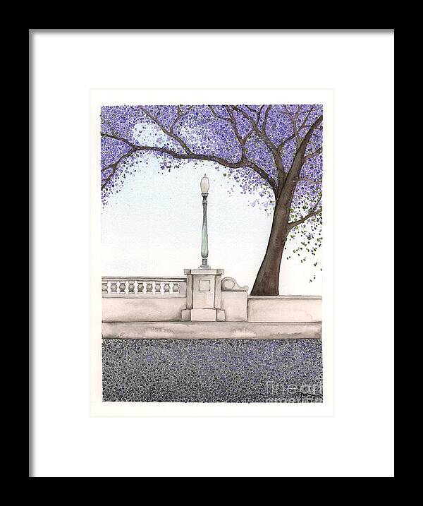 Jacaranda Framed Print featuring the painting Hyperion Bridge by Hilda Wagner
