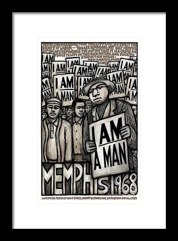 Civil Rights Framed Print featuring the painting I am a man by Ricardo Levins Morales