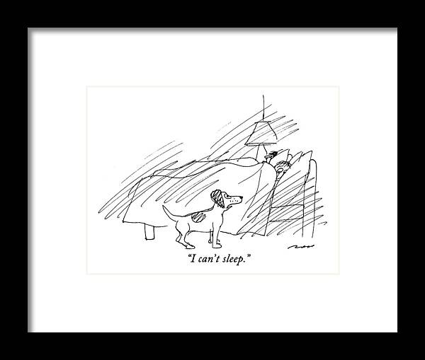 
(dog Says To Man In Bed)
Animals Framed Print featuring the drawing I Can't Sleep by Al Ross