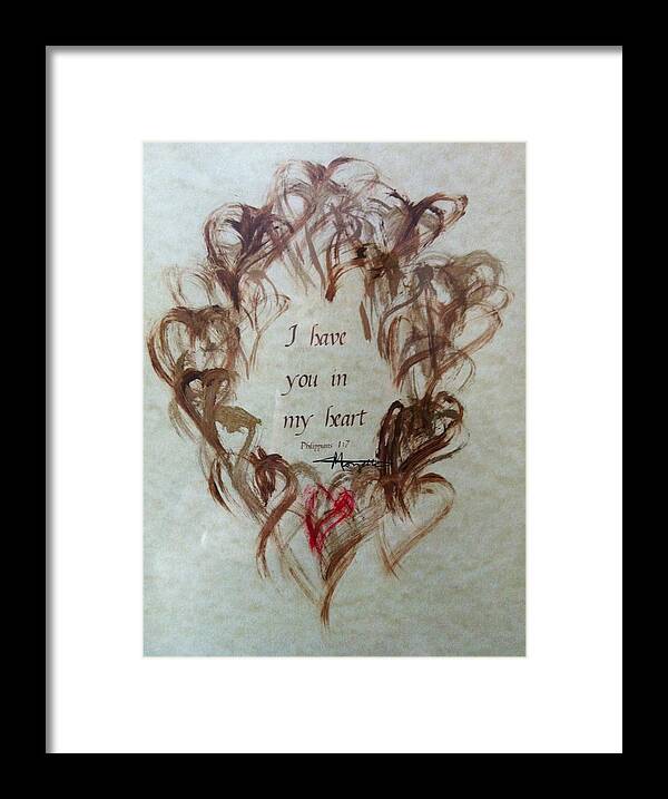Hearts Framed Print featuring the painting I Have You In My Heart by Marian Lonzetta