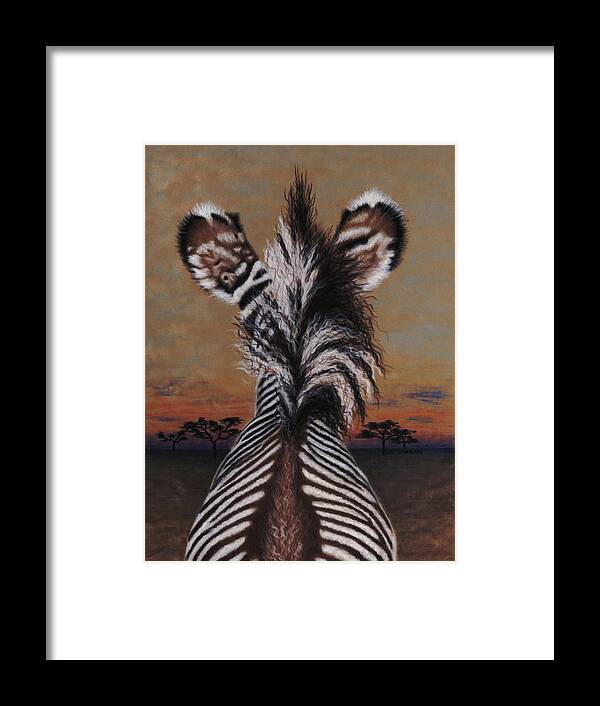 Zebra Framed Print featuring the painting I Herd That by Lori Sutherland