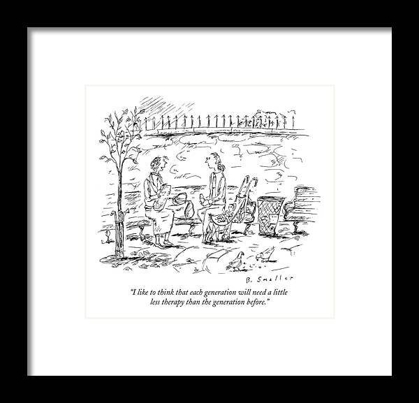 Generation Framed Print featuring the drawing I Like To Think That Each Generation Will Need by Barbara Smaller