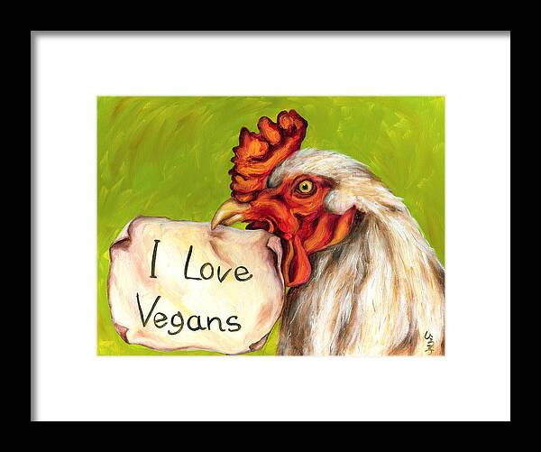 Hilarious Framed Print featuring the painting I Love Vegans by Hiroko Sakai