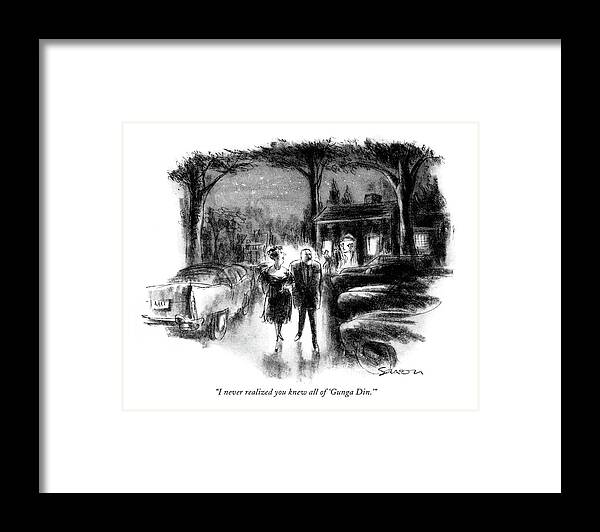 Literature Framed Print featuring the drawing I Never Realized You Knew All Of 'gunga Din.' by Charles Saxon