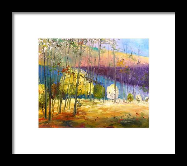 Oil Framed Print featuring the painting I See a Glow by John Williams
