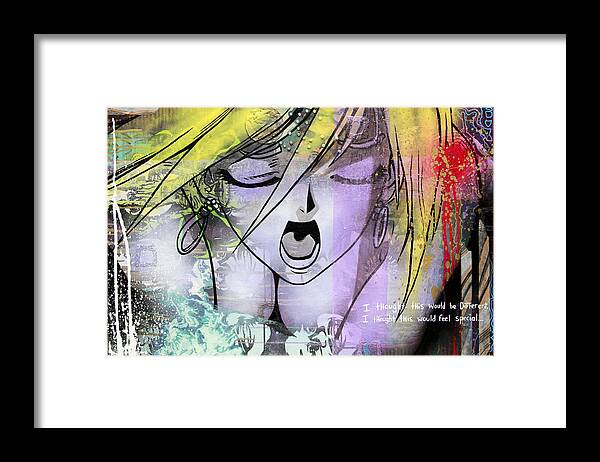 Anime Framed Print featuring the painting I Thought This Would Feel Special by Bobby Zeik