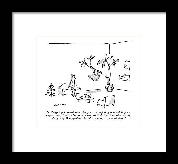 Animals Framed Print featuring the drawing I Thought You Should Hear This by Michael Maslin