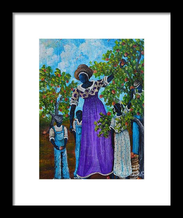 Authentic Framed Print featuring the painting I Want A peach by Sonja Griffin Evans