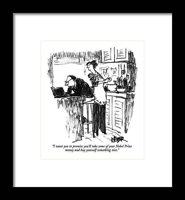 Relationships Framed Print featuring the drawing I Want You To Promise You'll Take Some by Robert Weber