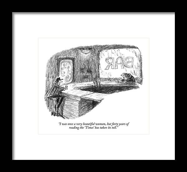 The New York (publ.) Framed Print featuring the drawing I Was Once A Very Beautiful Woman by Robert Weber