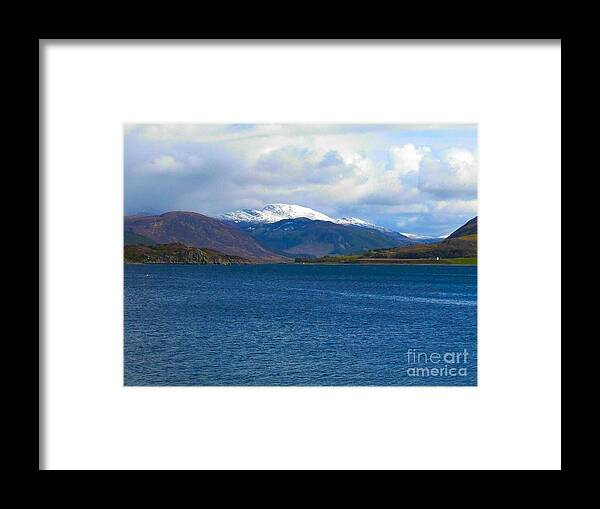 Iced Capped Mountains Framed Print featuring the photograph Ice Capped Mountains at Ullapool by Joan-Violet Stretch