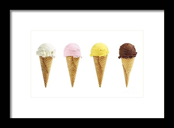 Ice Framed Print featuring the photograph Ice cream in sugar cones 2 by Elena Elisseeva