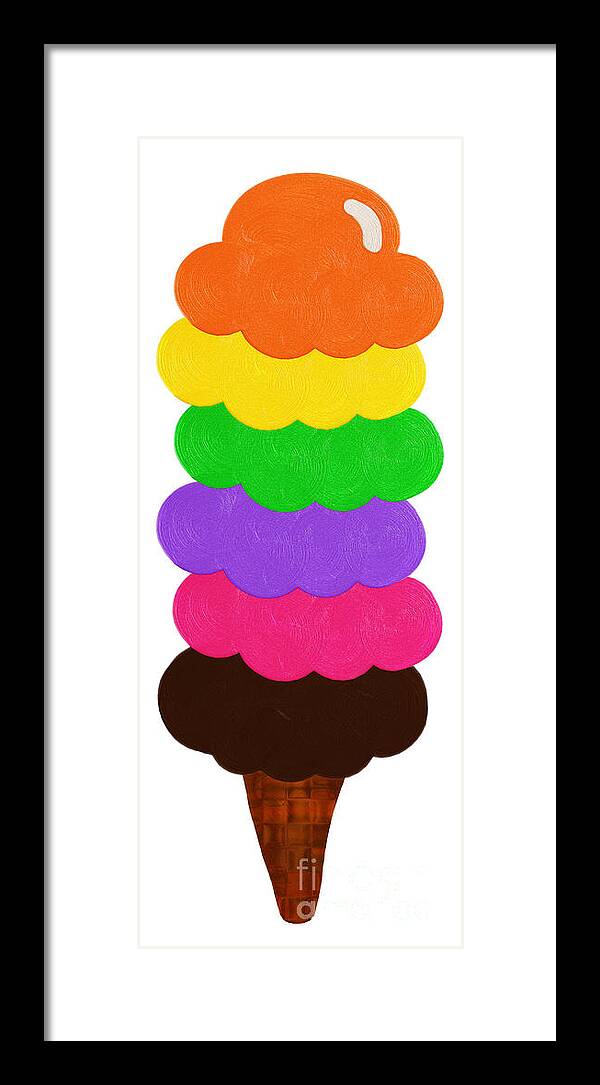 Ice Cream Framed Print featuring the digital art Ice Cream Shop 6 Scoops - Panorama by Andee Design