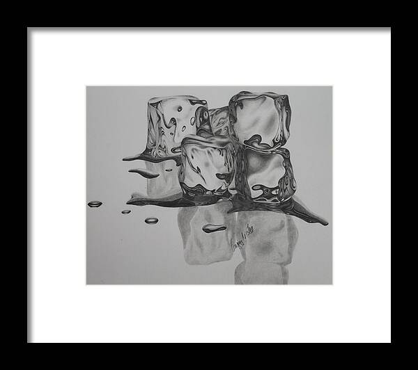 Ice Framed Print featuring the drawing Ice Cubes by Gregory Lee
