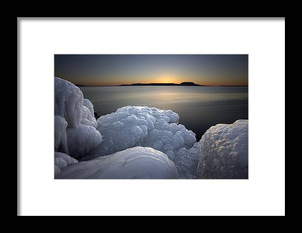 Bay Framed Print featuring the photograph Ice Formations before sunrise by Jakub Sisak
