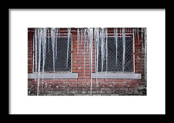 Ice Framed Print featuring the photograph Ice Over Brick by Steve Ohlsen