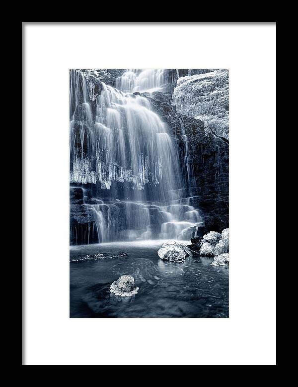 Fewston Framed Print featuring the photograph Ice Rocks at Scaleber Force Falls by Chris Frost