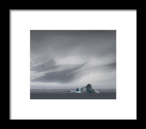 Spitsbergen Framed Print featuring the photograph Iceberg and Hills by Pekka Sammallahti