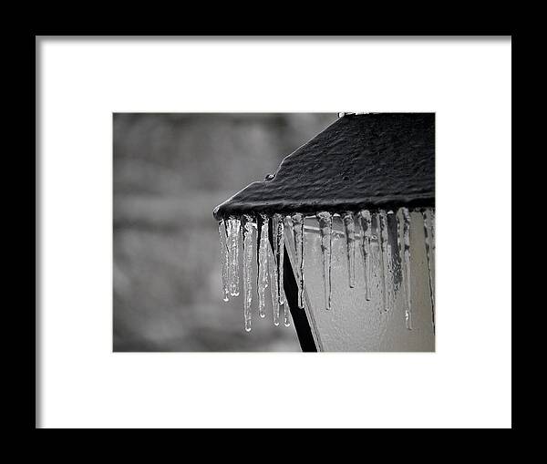 Icicle Framed Print featuring the photograph Icicles - Lamp Post 2 by Richard Reeve