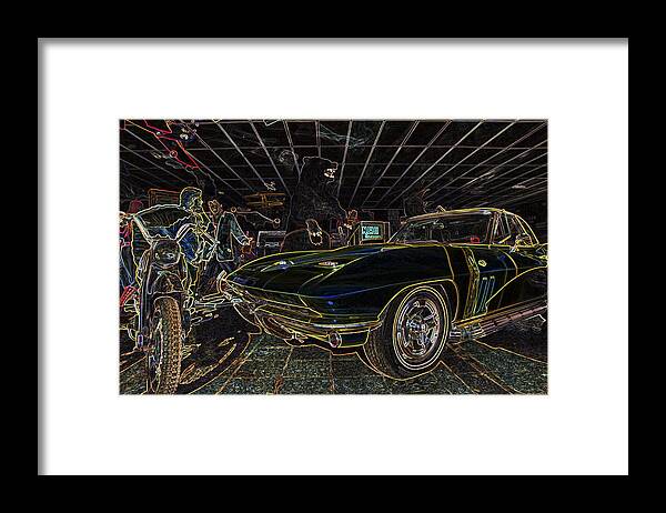 Corvette Framed Print featuring the photograph Icons of Americana Stylized - Corvette - Elvis - Marilyn by Jason Politte