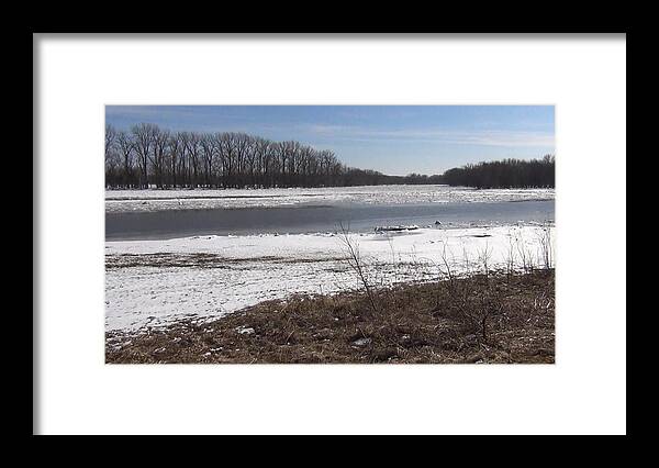 Ice Framed Print featuring the photograph Icy Wabash River by John Mathews