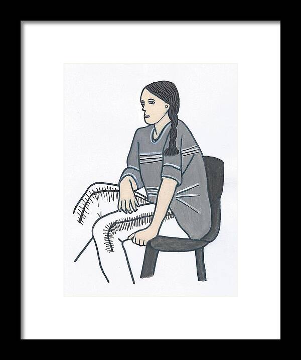 Woman Framed Print featuring the drawing Identity Crisis by Magdalena Frohnsdorff