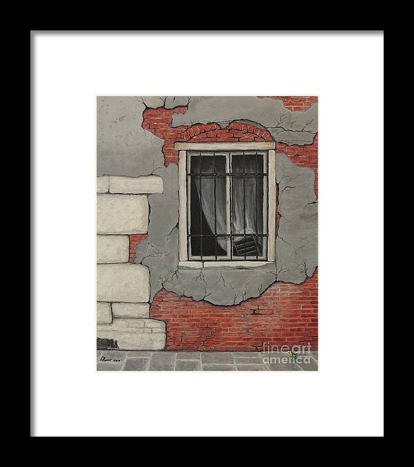 Brick Wall Framed Print featuring the painting If This Wall Could Talk by David Swint