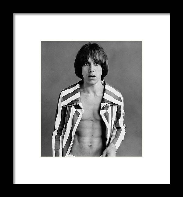 Entertainment Framed Print featuring the photograph Iggy Pop Wearing A Striped Jacket by Peter Hujar