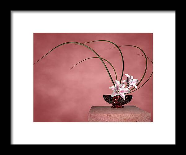 Ikebana Framed Print featuring the digital art Ikebana by Louis Ferreira