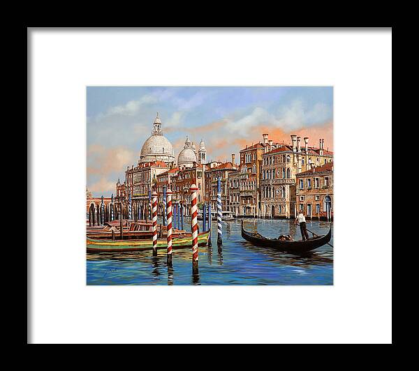 Venice Framed Print featuring the painting il Canal Grande e il gondoliere by Guido Borelli