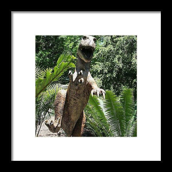 Beautiful Framed Print featuring the photograph I'll Get You #dinosaurs #cleveland by Pete Michaud