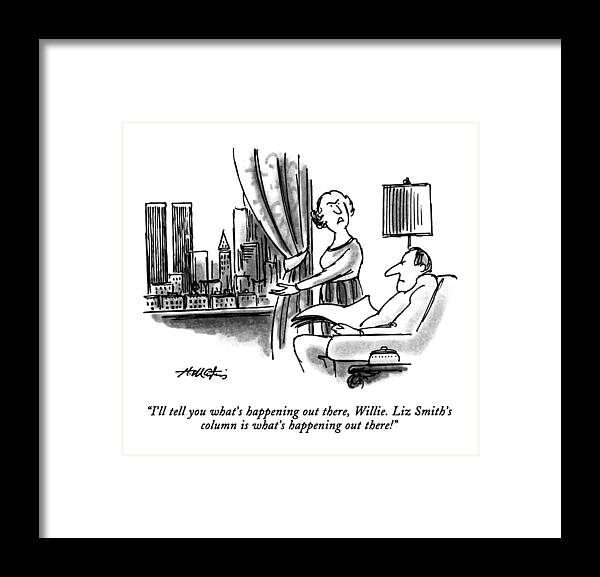 Media Framed Print featuring the drawing I'll Tell You What's Happening by Henry Martin