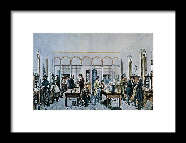 Liebig Framed Print featuring the photograph Illustration Showing Liebig's Teaching Laboratory by J-l Charmet/science Photo Library